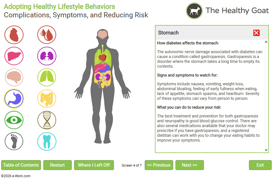 Interactive diabetes and health education course